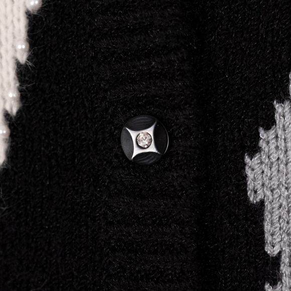 Vintage Wool Angora Blend Cardigan Sweater Beaded Rhinestone Accents Size SMALL - Picture 4 of 7